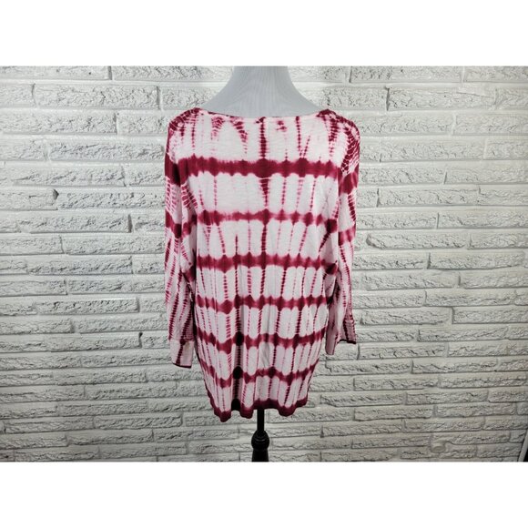 Chicos Womens Top 3 Standard Extra Large 3/4 Sleeve Pink Tie Dye TIE7E - Picture 6 of 9